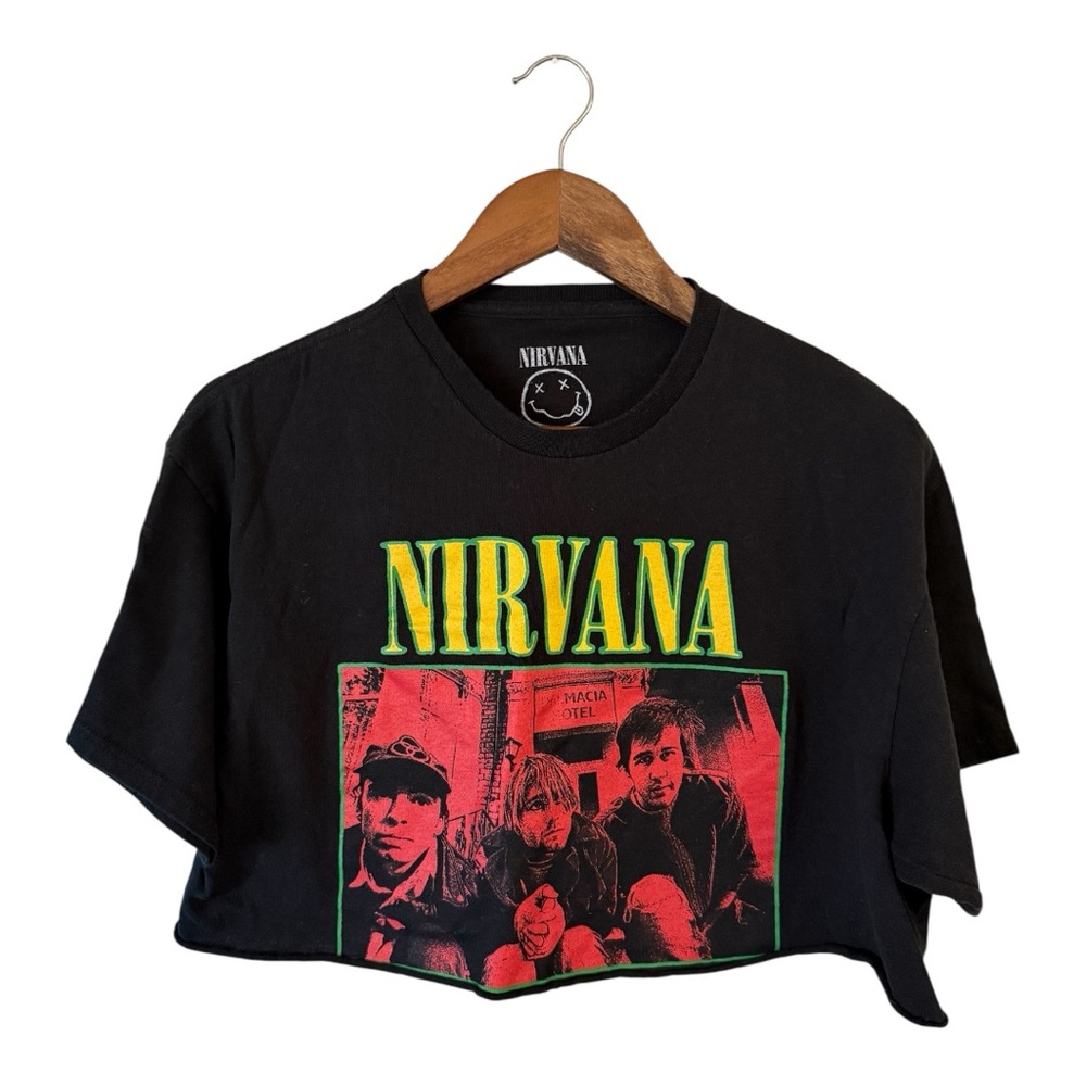 NIRVANA Black Tee with Red and Yellow Graphic